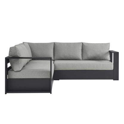Tahoe 3-Piece Outdoor Patio Powder-Coated Aluminum Sectional Sofa Set in Gray Gray by Modway Sectional Set Modway 