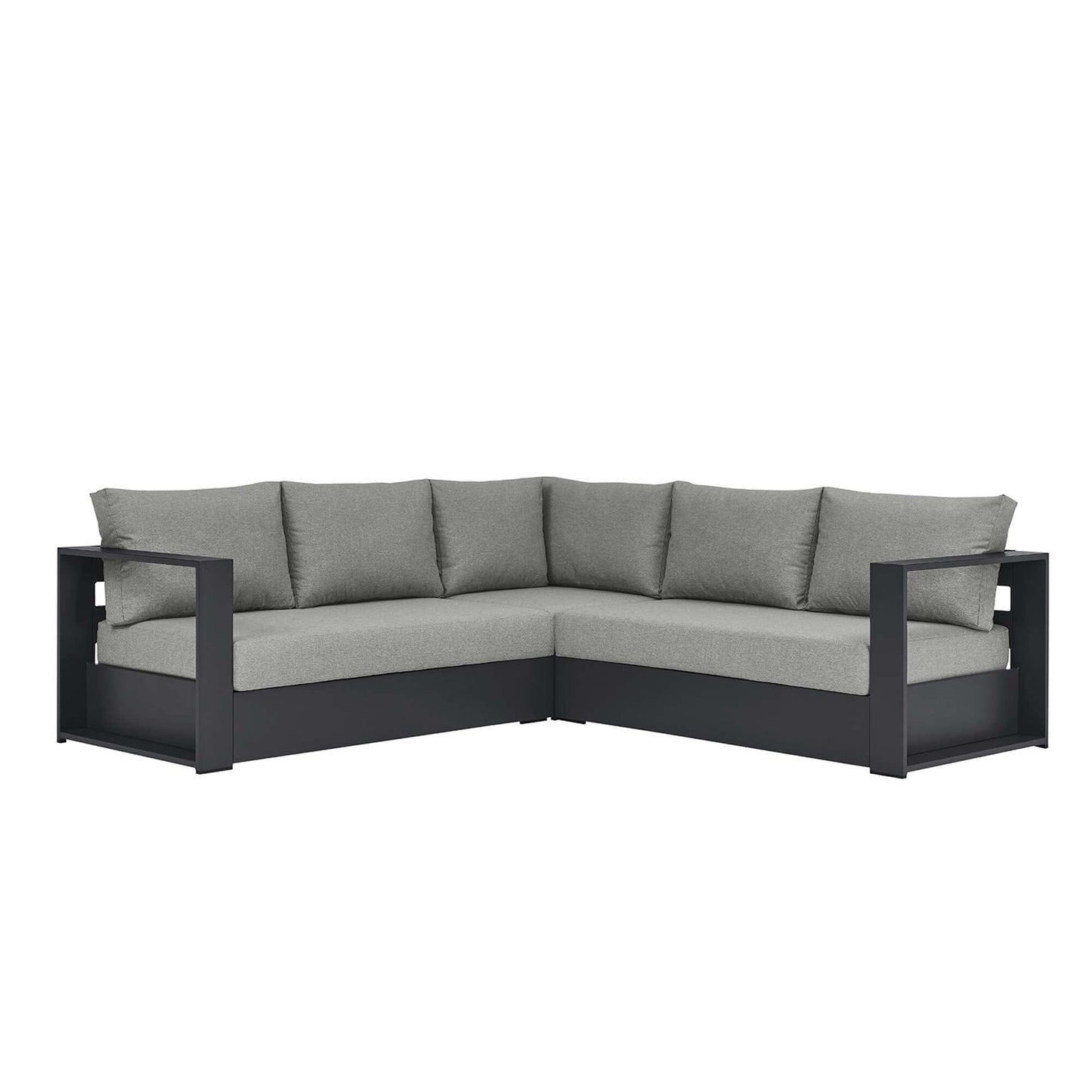 Tahoe 3-Piece Outdoor Patio Powder-Coated Aluminum Sectional Sofa Set in Gray Gray by Modway Sectional Set Modway 