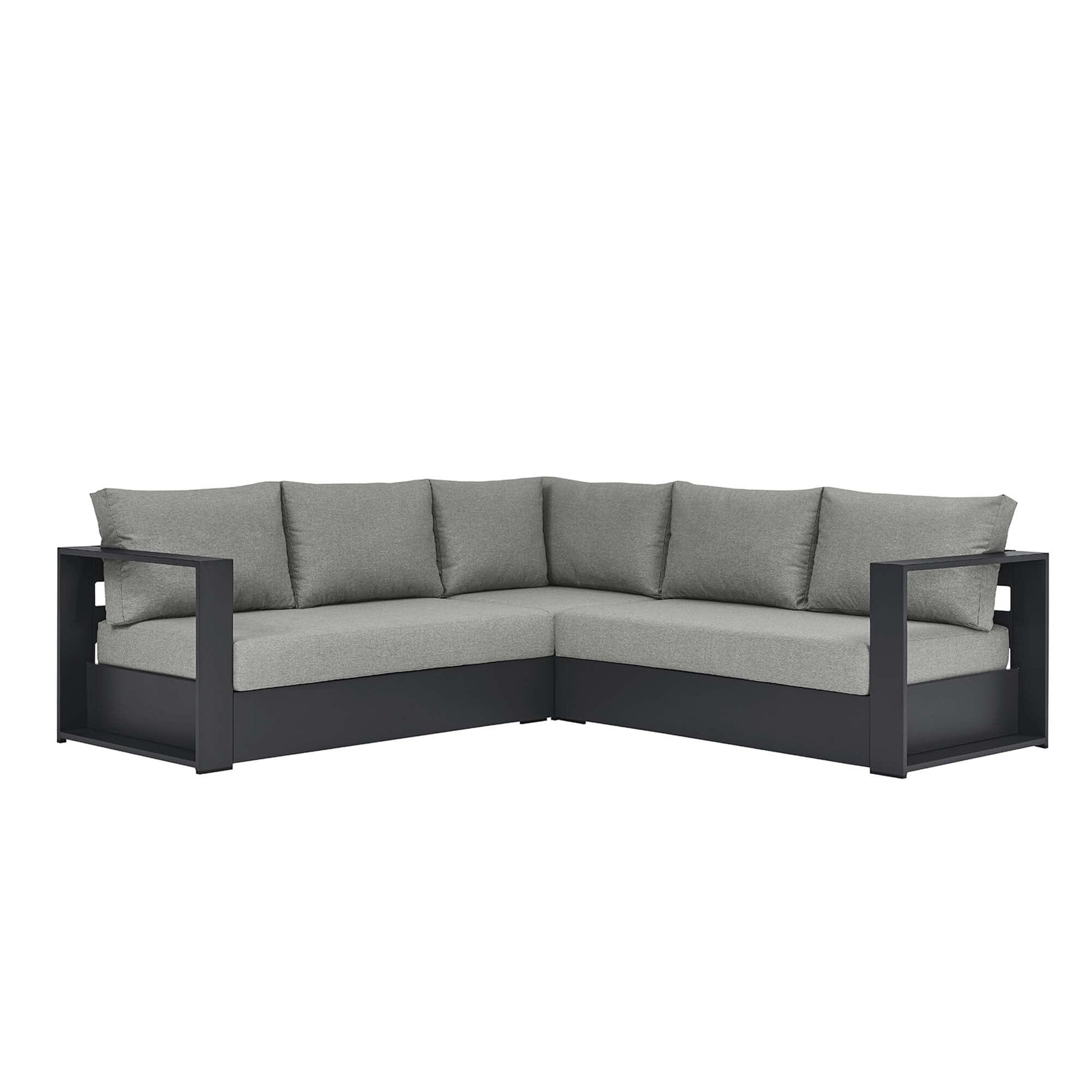 Tahoe 3-Piece Outdoor Patio Powder-Coated Aluminum Sectional Sofa Set in Gray Gray by Modway Sectional Set Modway 