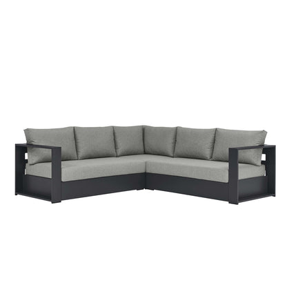 Tahoe 3-Piece Outdoor Patio Powder-Coated Aluminum Sectional Sofa Set in Gray Gray by Modway Sectional Set Modway 