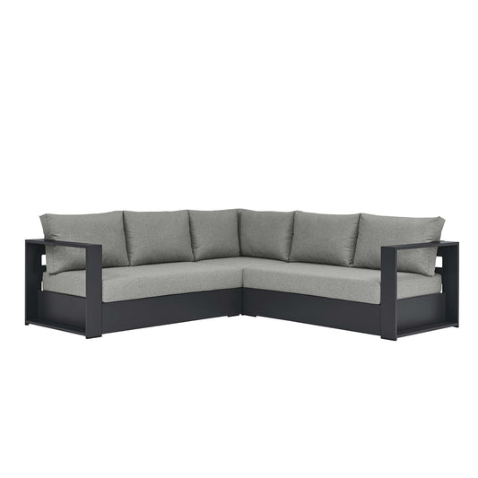 Tahoe 3-Piece Outdoor Patio Powder-Coated Aluminum Sectional Sofa Set in Gray Gray by Modway Sectional Set Modway 