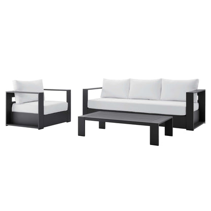 Tahoe 3-Piece Outdoor Patio Powder-Coated Aluminum Set in Gray White by Modway Conversation Set Modway 