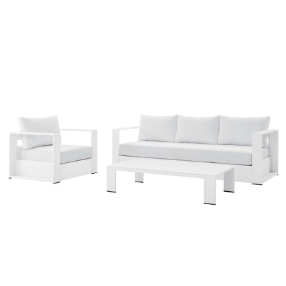 Tahoe 3-Piece Outdoor Patio Powder-Coated Aluminum Set in White White by Modway Conversation Set Modway 