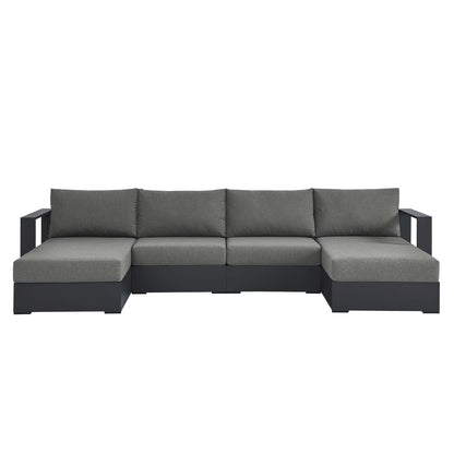 Tahoe 4-Piece Outdoor Patio Powder-Coated Aluminum Sectional Sofa Set in Gray Charcoal by Modway Sectional Set Modway 