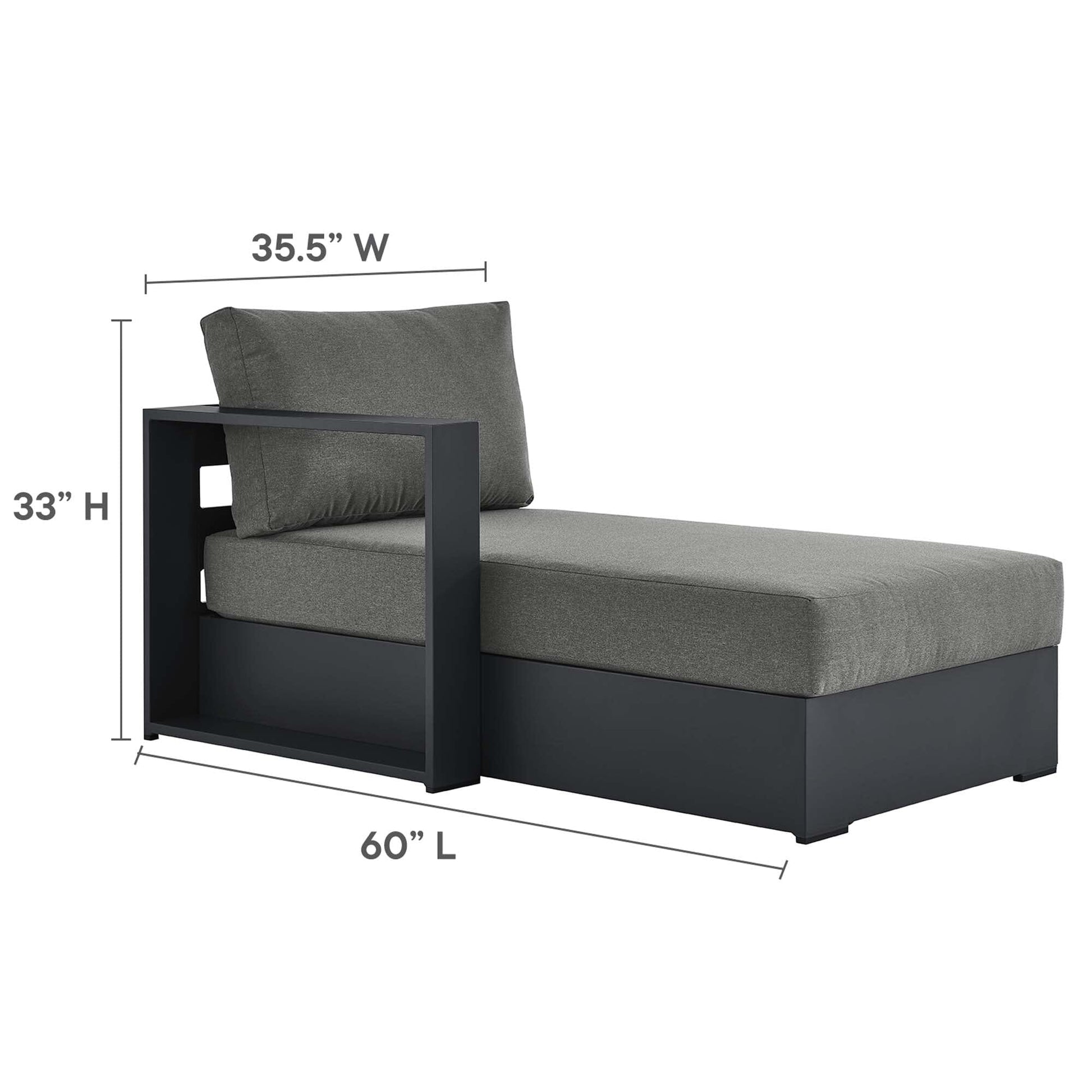 Tahoe 4-Piece Outdoor Patio Powder-Coated Aluminum Sectional Sofa Set in Gray Charcoal by Modway Sectional Set Modway 