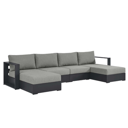 Tahoe 4-Piece Outdoor Patio Powder-Coated Aluminum Sectional Sofa Set in Gray Gray by Modway Sectional Set Modway 