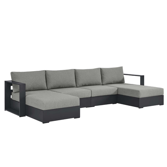 Tahoe 4-Piece Outdoor Patio Powder-Coated Aluminum Sectional Sofa Set in Gray Gray by Modway Sectional Set Modway 