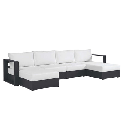 Tahoe 4-Piece Outdoor Patio Powder-Coated Aluminum Sectional Sofa Set in Gray White by Modway Sectional Set Modway 