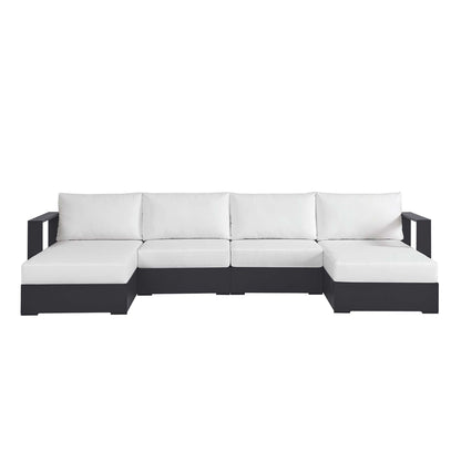 Tahoe 4-Piece Outdoor Patio Powder-Coated Aluminum Sectional Sofa Set in Gray White by Modway Sectional Set Modway 
