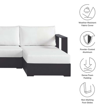 Tahoe 4-Piece Outdoor Patio Powder-Coated Aluminum Sectional Sofa Set in Gray White by Modway Sectional Set Modway 