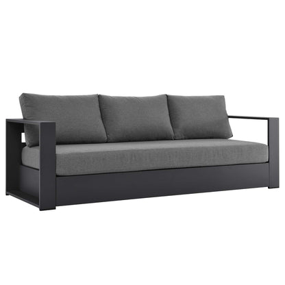 Tahoe 4-Piece Outdoor Patio Powder-Coated Aluminum Set in Gray Charcoal by Modway Conversation Set Modway 