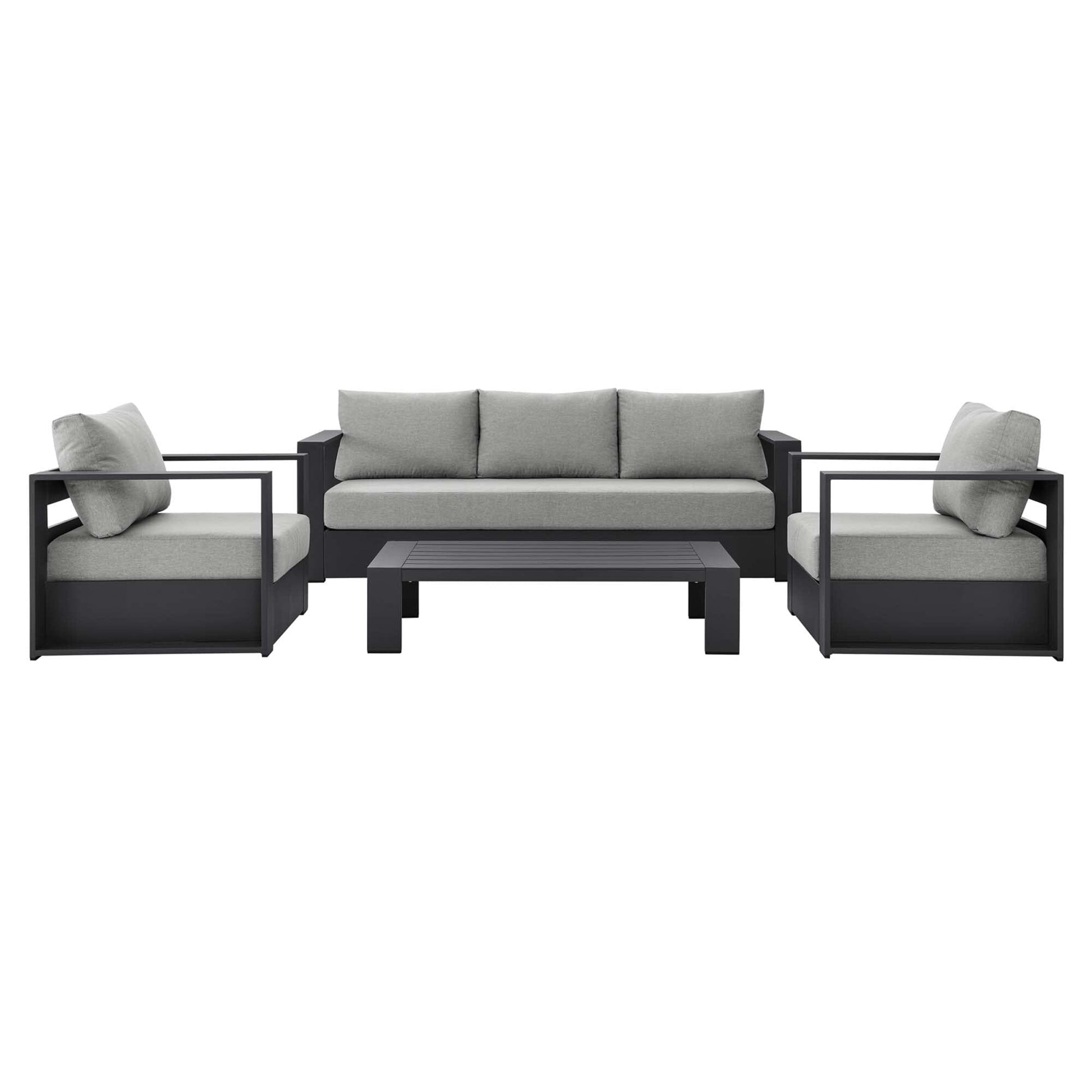 Tahoe 4-Piece Outdoor Patio Powder-Coated Aluminum Set in Gray Gray by Modway Conversation Set Modway 
