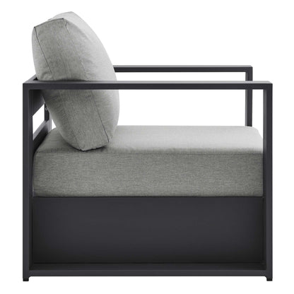 Tahoe 4-Piece Outdoor Patio Powder-Coated Aluminum Set in Gray Gray by Modway Conversation Set Modway 