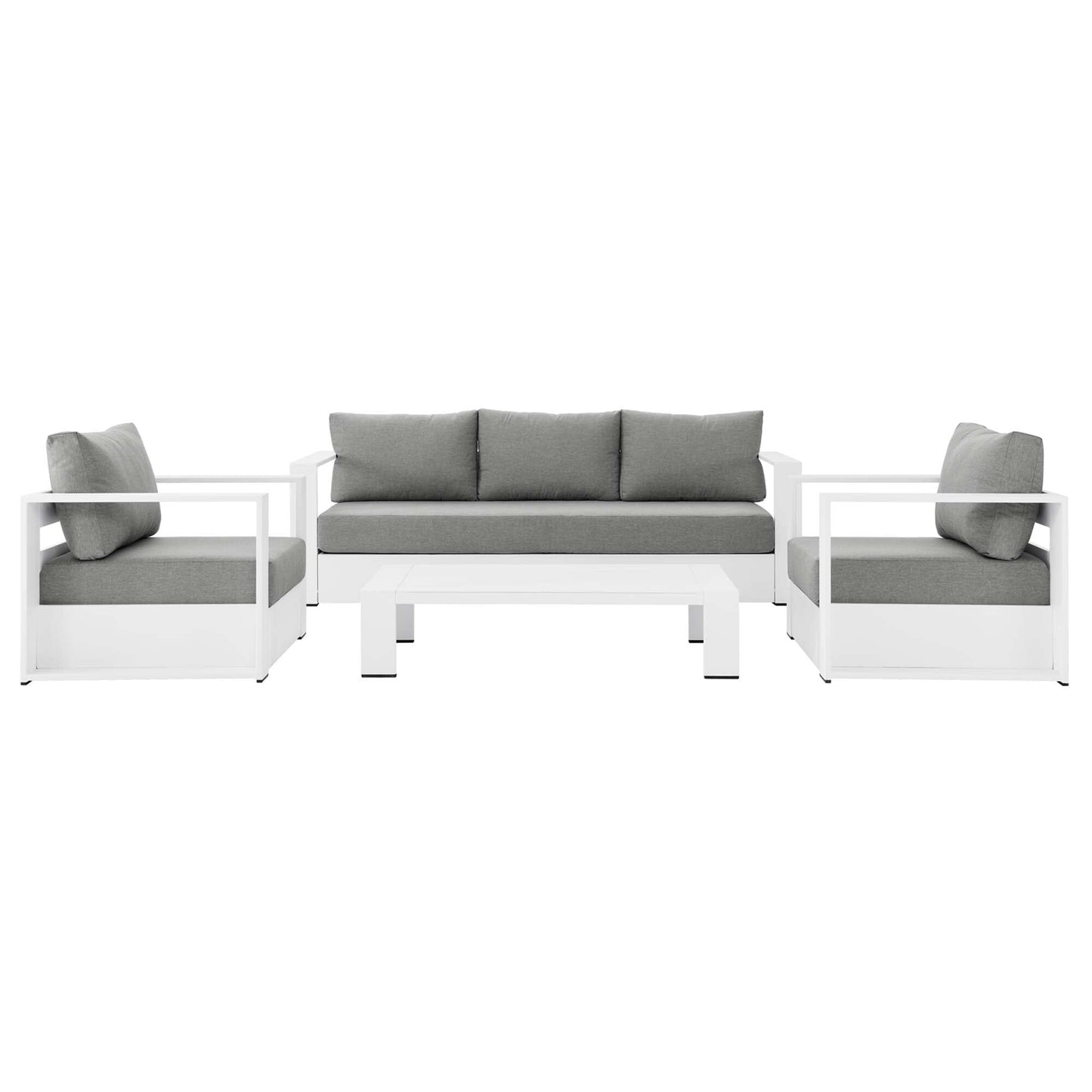 Tahoe 4-Piece Outdoor Patio Powder-Coated Aluminum Set in White Gray by Modway Conversation Set Modway 