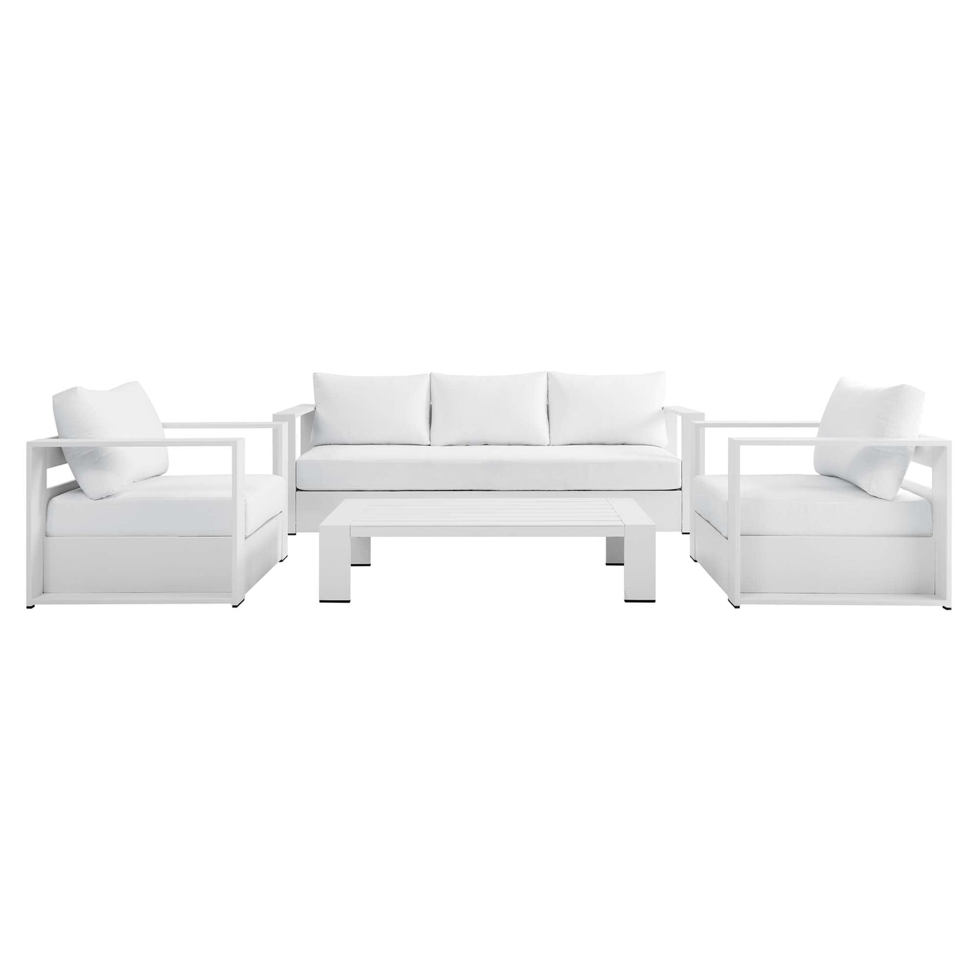 Tahoe 4-Piece Outdoor Patio Powder-Coated Aluminum Set in White White by Modway Conversation Set Modway 
