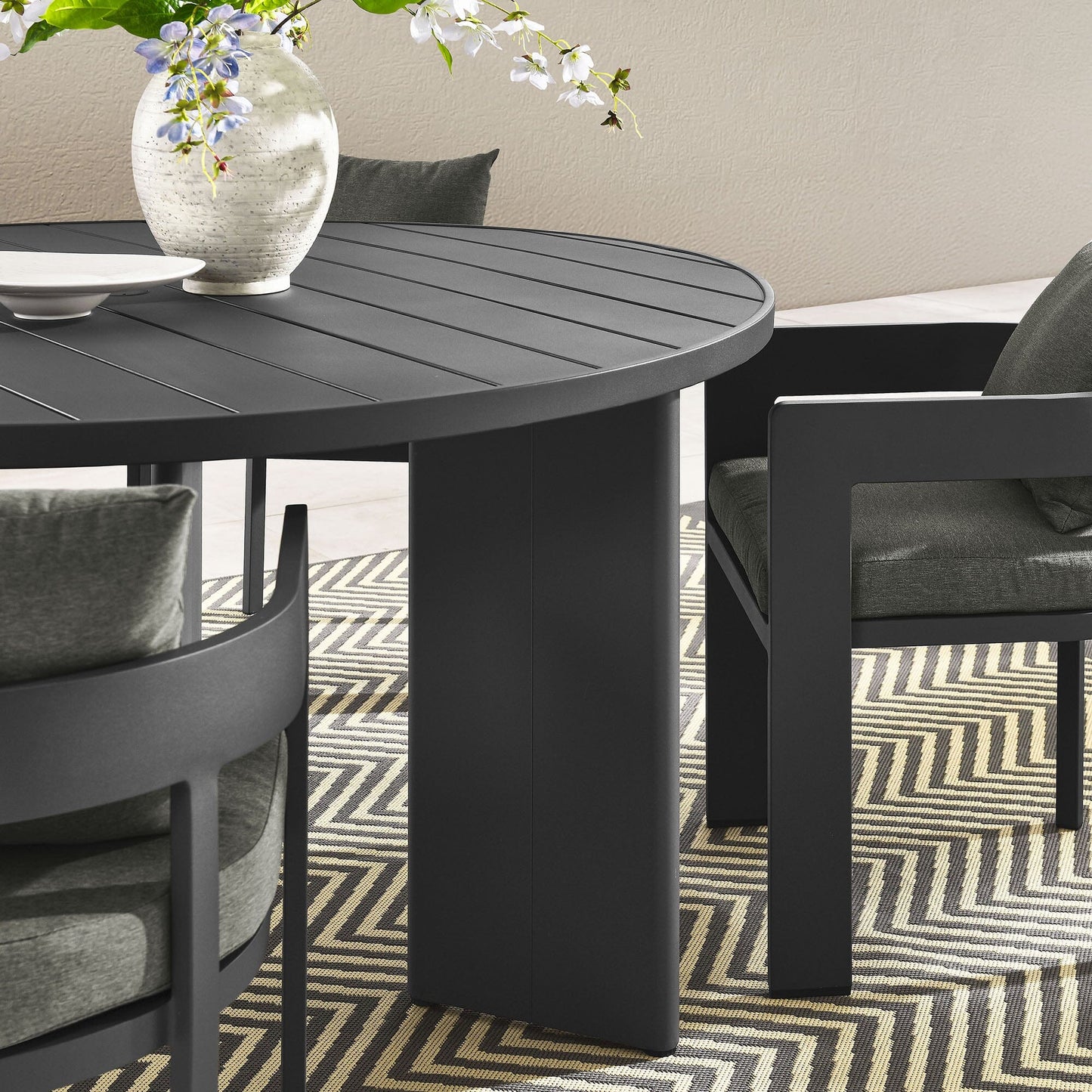 Tahoe 5-Piece Outdoor Patio Aluminum Dining Set in Gray Charcoal by Modway Dining Set Modway 