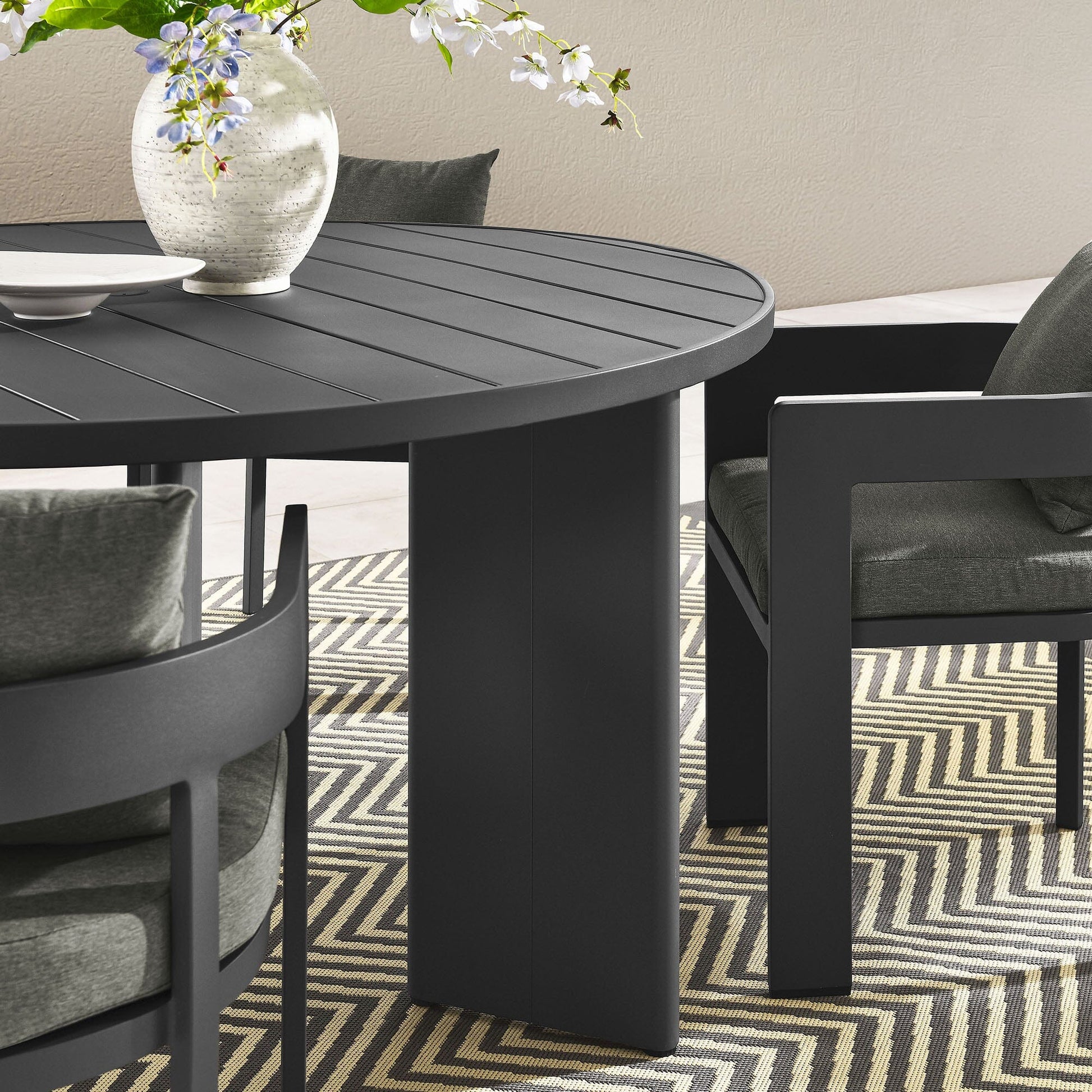 Tahoe 5-Piece Outdoor Patio Aluminum Dining Set in Gray Charcoal by Modway Dining Set Modway 