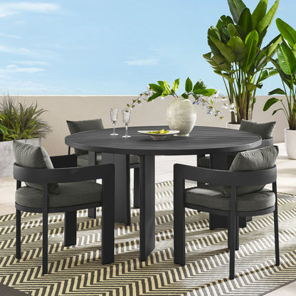 Tahoe 5-Piece Outdoor Patio Aluminum Dining Set in Gray Charcoal by Modway Dining Set Modway 
