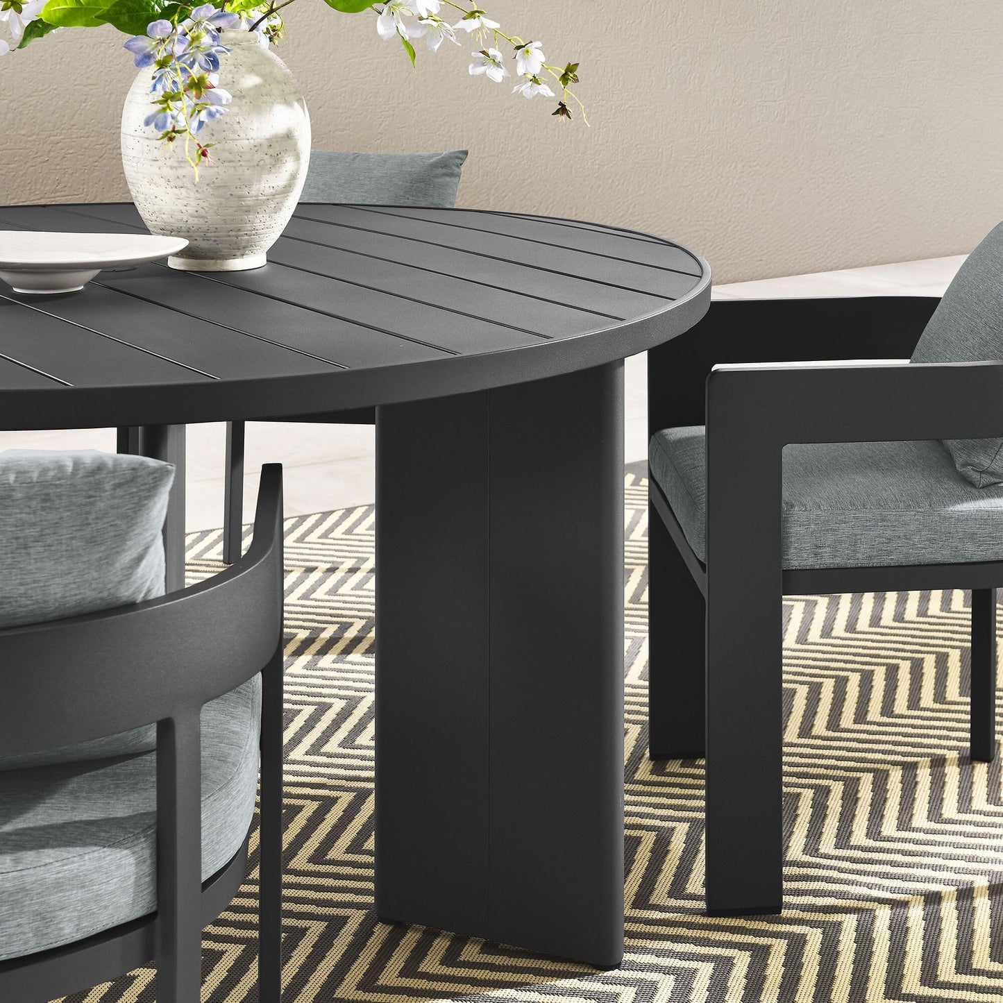 Tahoe 5-Piece Outdoor Patio Aluminum Dining Set in Gray Gray by Modway Dining Set Modway 