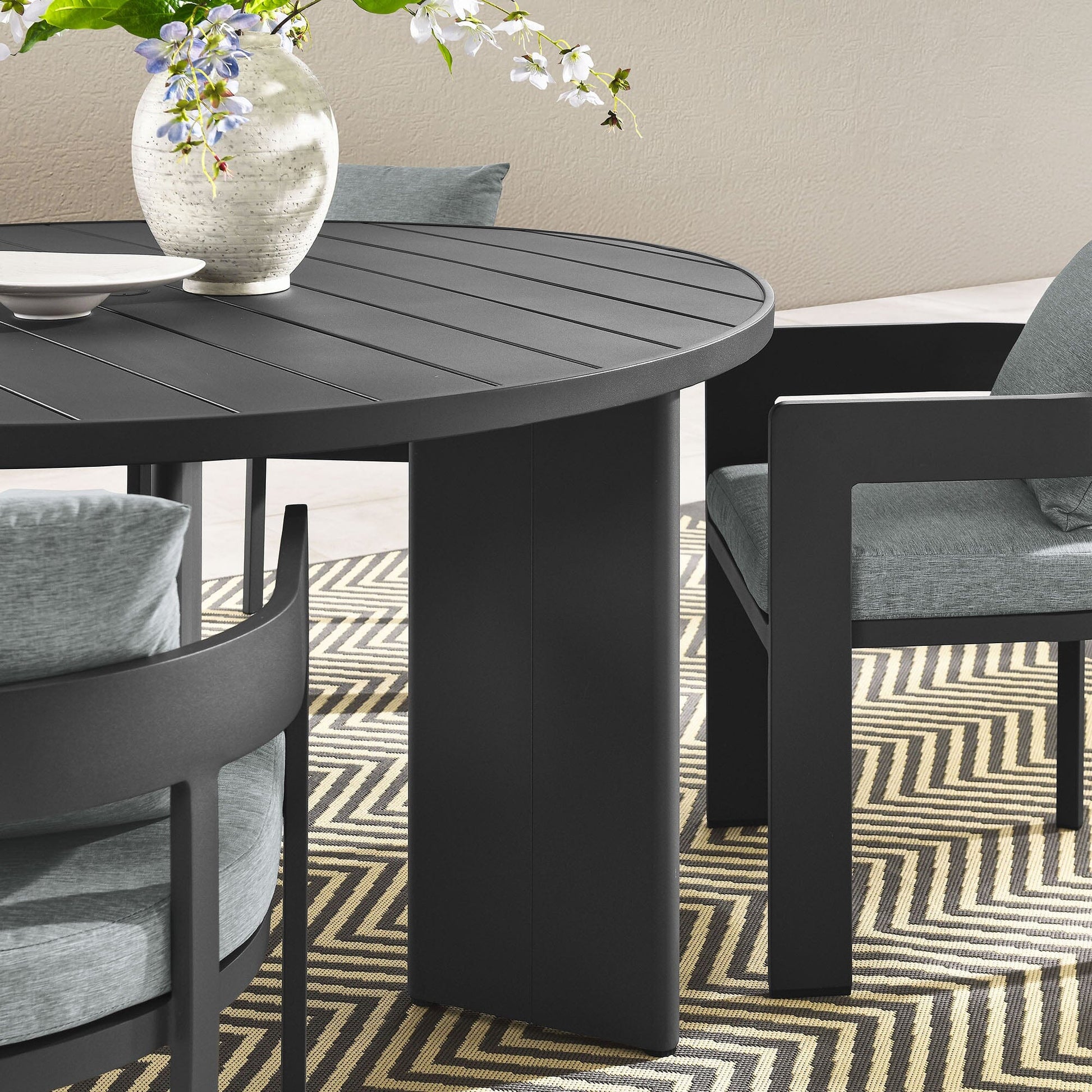 Tahoe 5-Piece Outdoor Patio Aluminum Dining Set in Gray Gray by Modway Dining Set Modway 