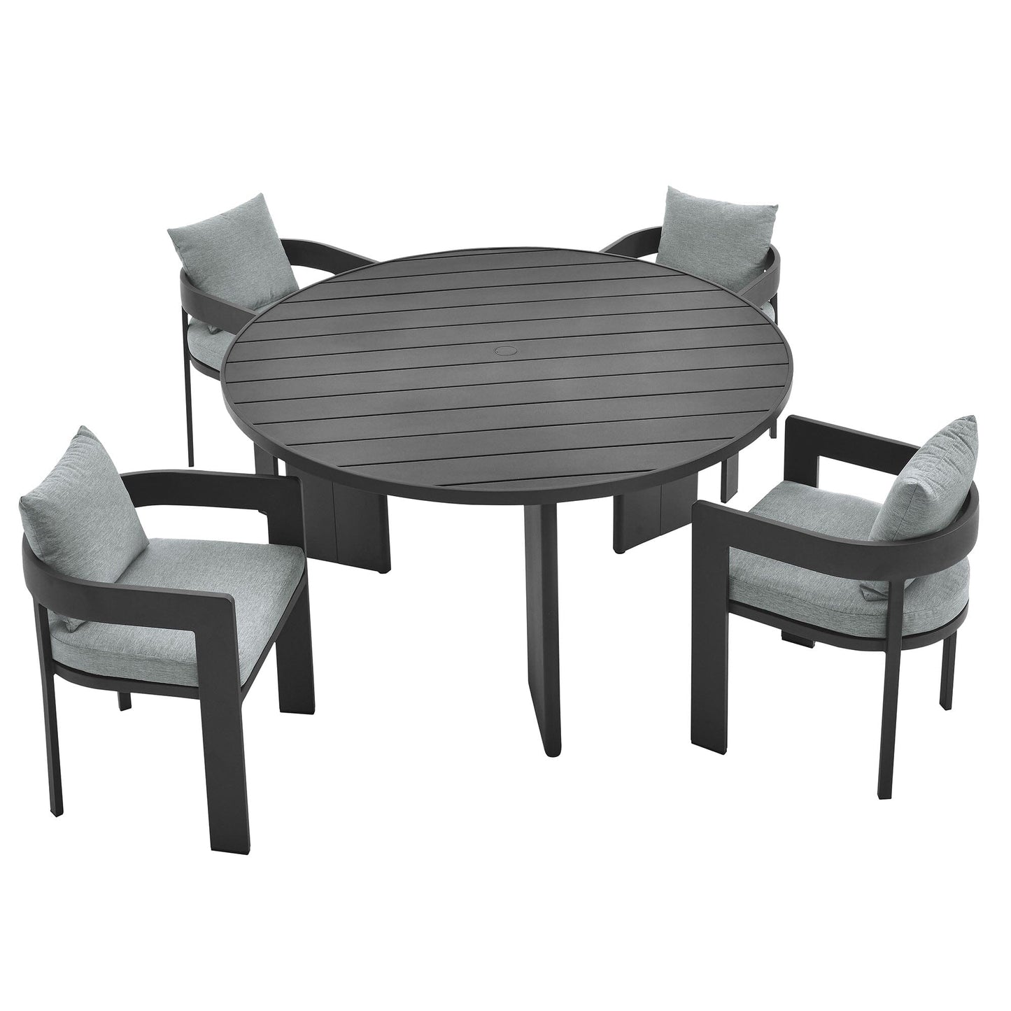 Tahoe 5-Piece Outdoor Patio Aluminum Dining Set in Gray Gray by Modway Dining Set Modway 