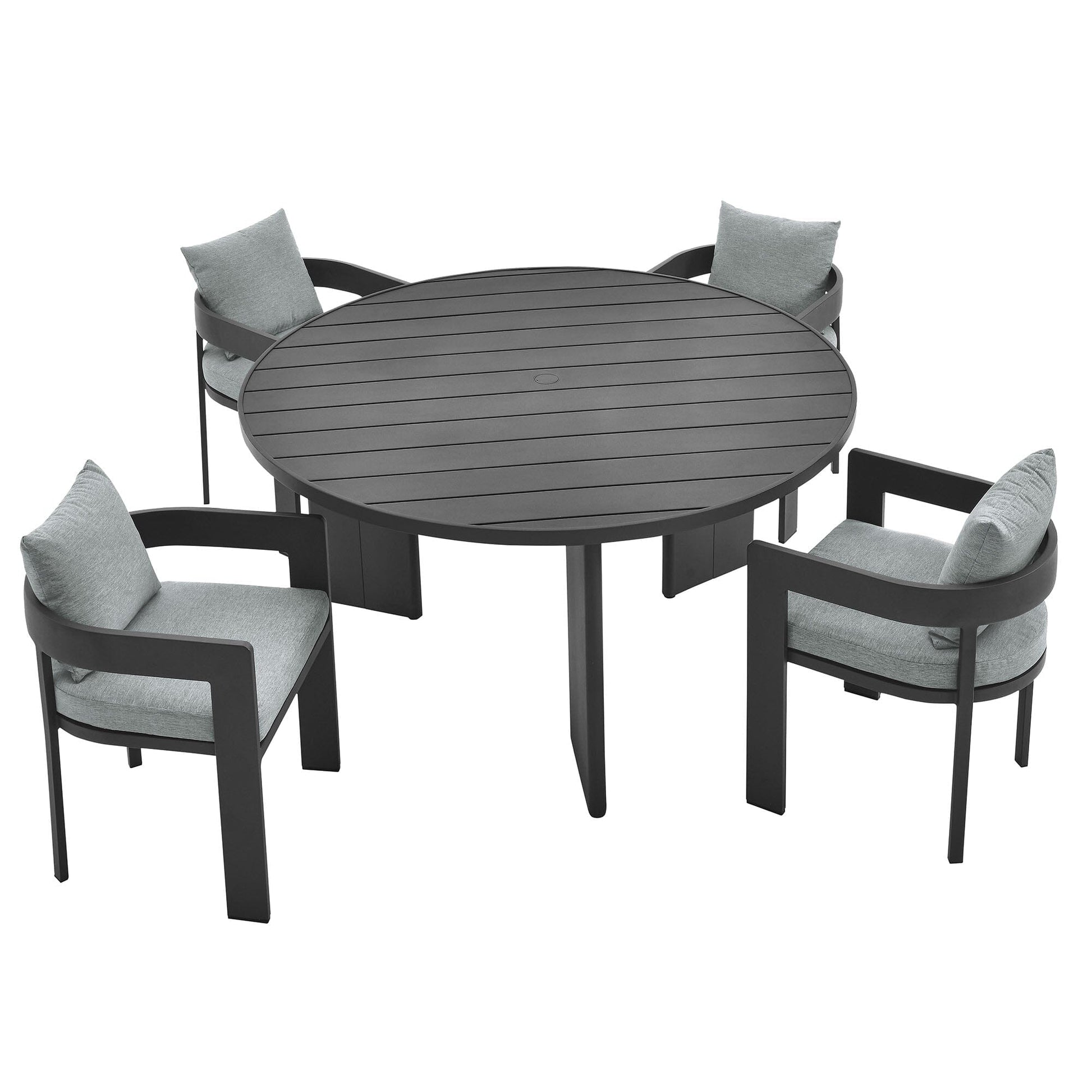 Tahoe 5-Piece Outdoor Patio Aluminum Dining Set in Gray Gray by Modway Dining Set Modway 