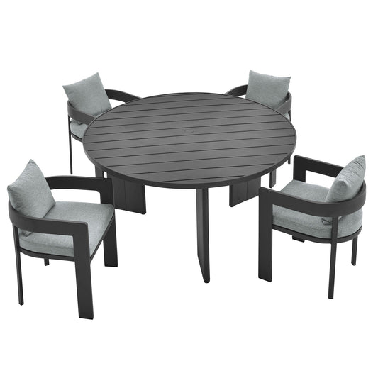 Tahoe 5-Piece Outdoor Patio Aluminum Dining Set in Gray Gray by Modway Dining Set Modway 
