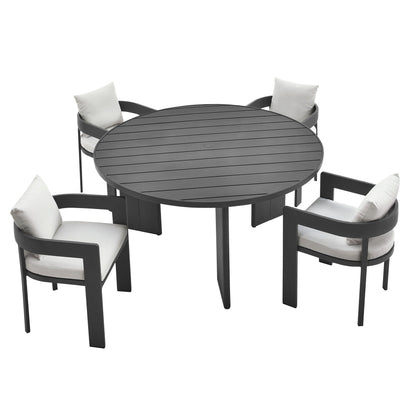 Tahoe 5-Piece Outdoor Patio Aluminum Dining Set in Gray White by Modway Dining Set Modway 