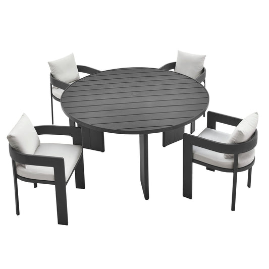 Tahoe 5-Piece Outdoor Patio Aluminum Dining Set in Gray White by Modway Dining Set Modway 