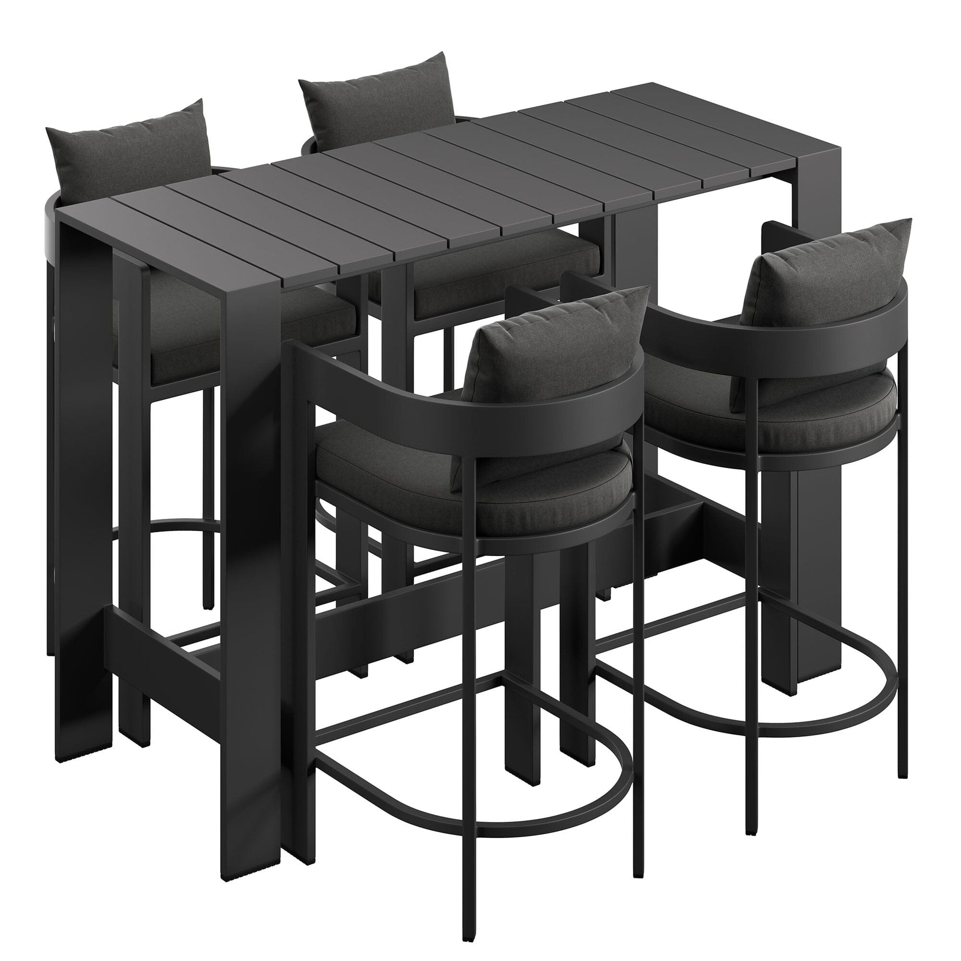 Tahoe 5-Piece Outdoor Patio Bar Table Set in Charcoal by Modway Bar Set Modway 