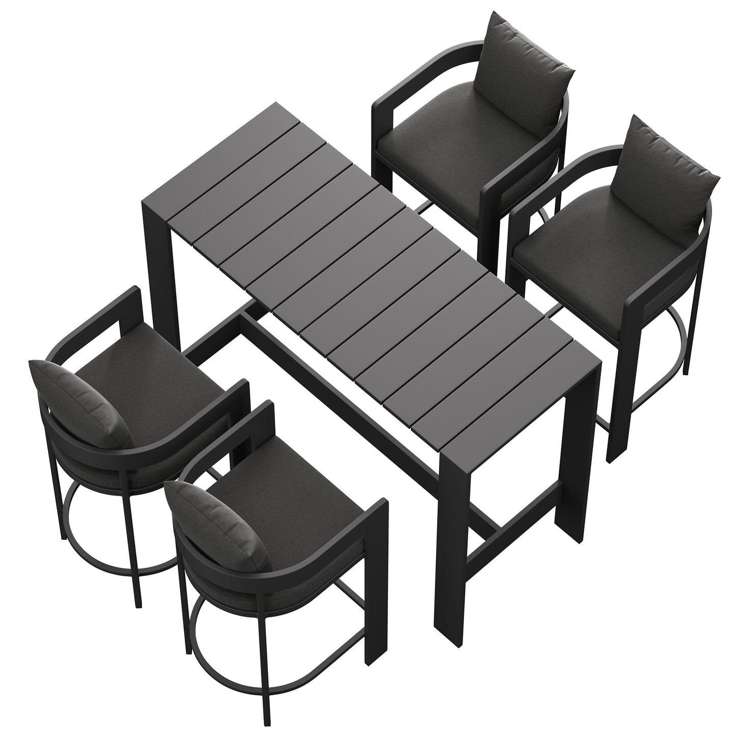 Tahoe 5-Piece Outdoor Patio Bar Table Set in Charcoal by Modway Bar Set Modway 