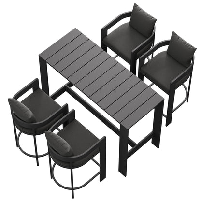 Tahoe 5-Piece Outdoor Patio Bar Table Set in Charcoal by Modway Bar Set Modway 