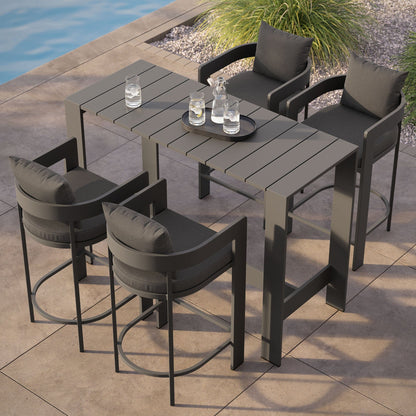 Tahoe 5-Piece Outdoor Patio Bar Table Set in Charcoal by Modway Bar Set Modway 
