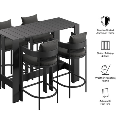 Tahoe 5-Piece Outdoor Patio Bar Table Set in Charcoal by Modway Bar Set Modway 