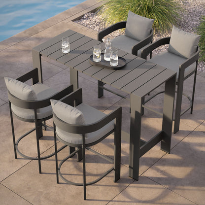 Tahoe 5-Piece Outdoor Patio Bar Table Set in Gray by Modway Bar Set Modway 