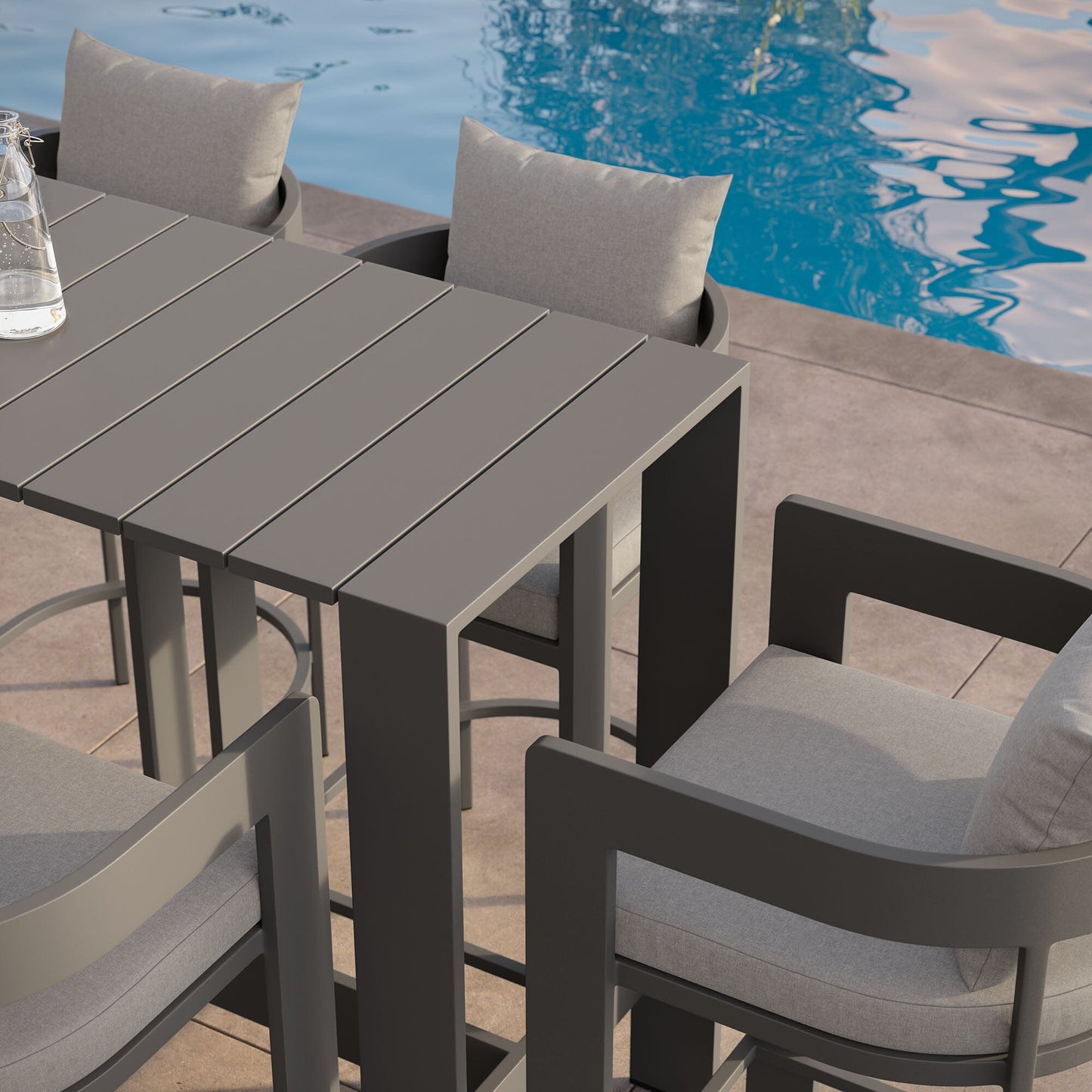 Tahoe 5-Piece Outdoor Patio Bar Table Set in Gray by Modway Bar Set Modway 