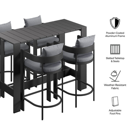 Tahoe 5-Piece Outdoor Patio Bar Table Set in Gray by Modway Bar Set Modway 