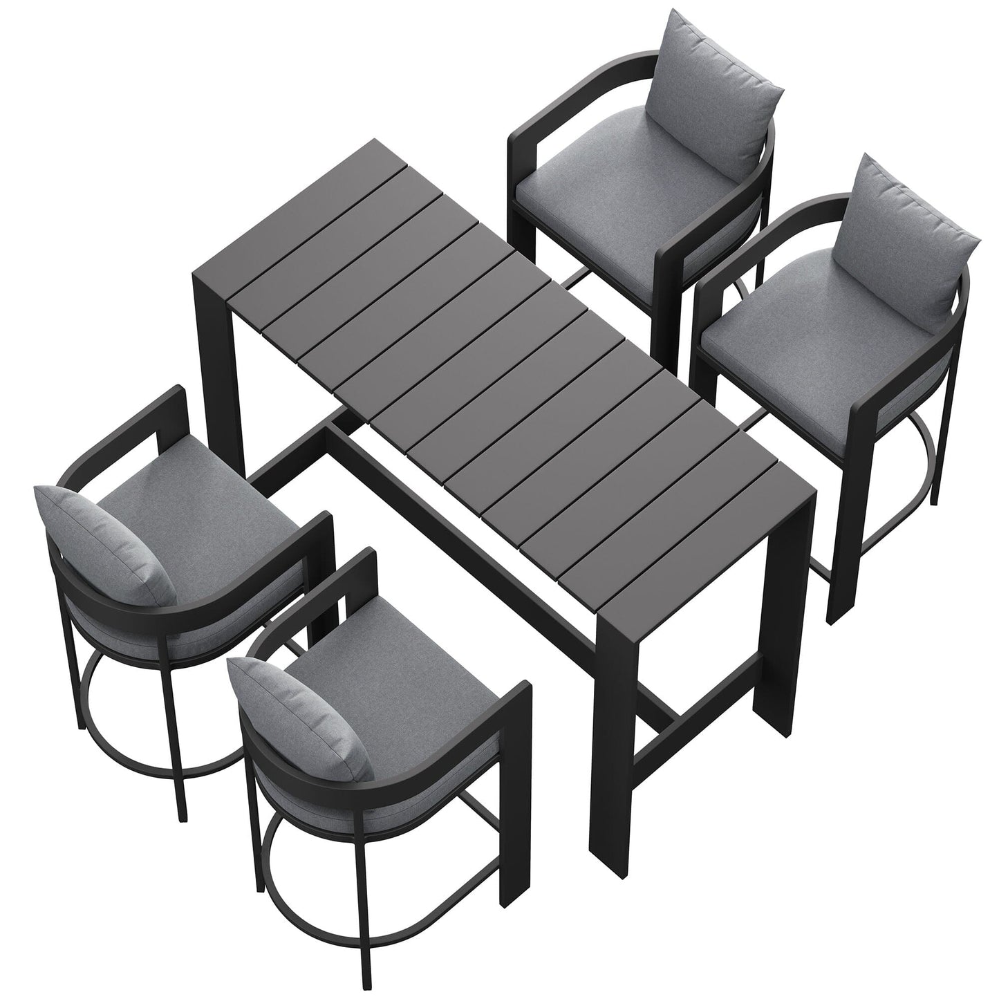 Tahoe 5-Piece Outdoor Patio Bar Table Set in Gray by Modway Bar Set Modway 