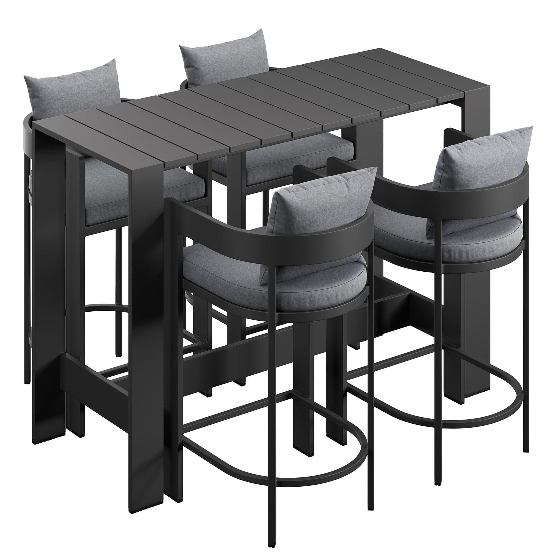 Tahoe 5-Piece Outdoor Patio Bar Table Set in Gray by Modway Bar Set Modway 