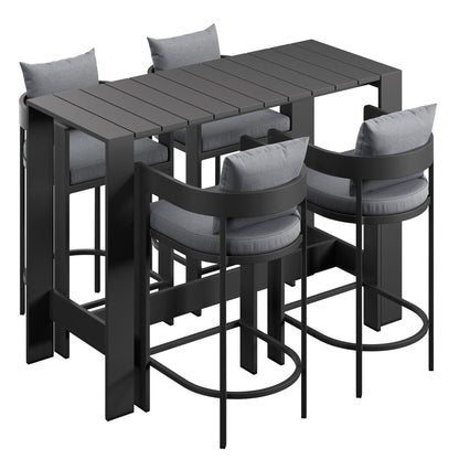 Tahoe 5-Piece Outdoor Patio Bar Table Set in Gray by Modway Bar Set Modway 