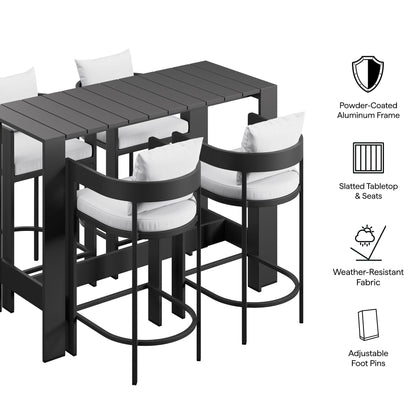 Tahoe 5-Piece Outdoor Patio Bar Table Set in White by Modway Bar Set Modway 
