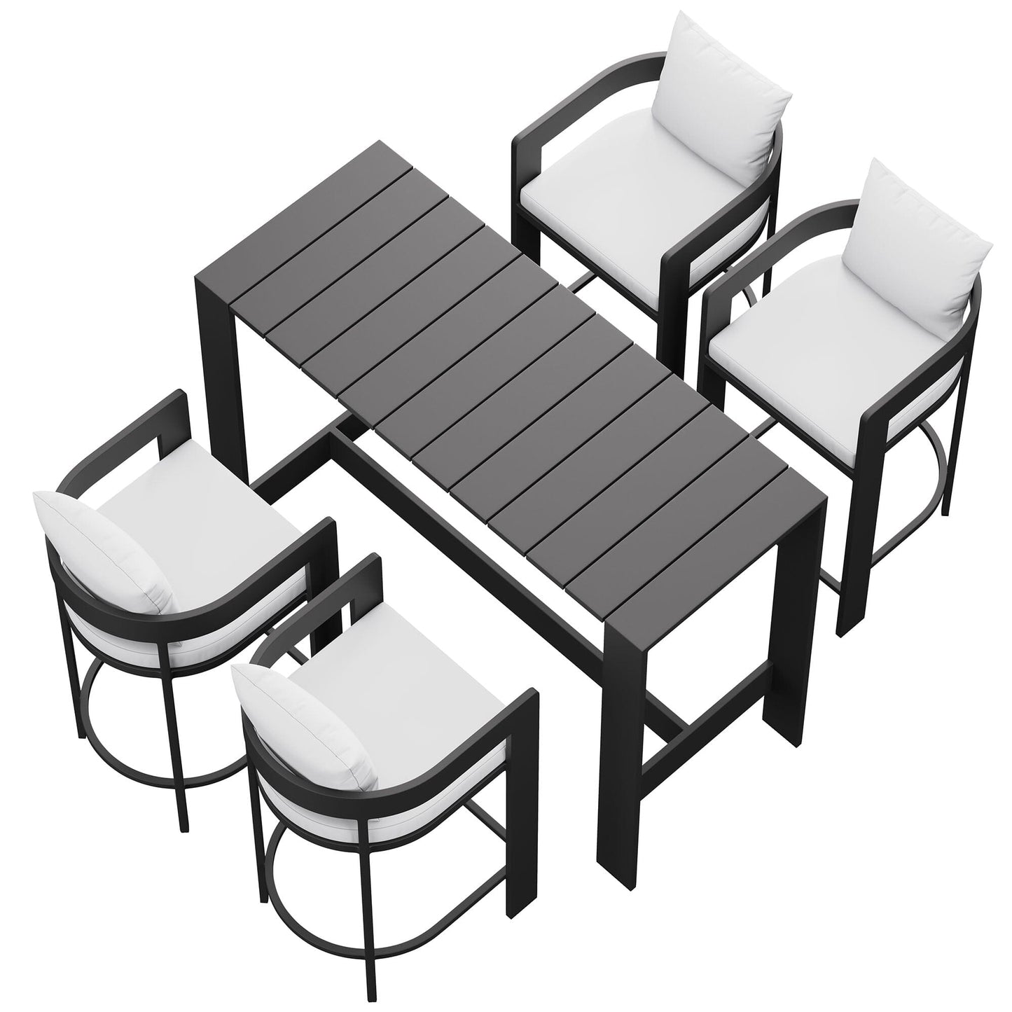Tahoe 5-Piece Outdoor Patio Bar Table Set in White by Modway Bar Set Modway 