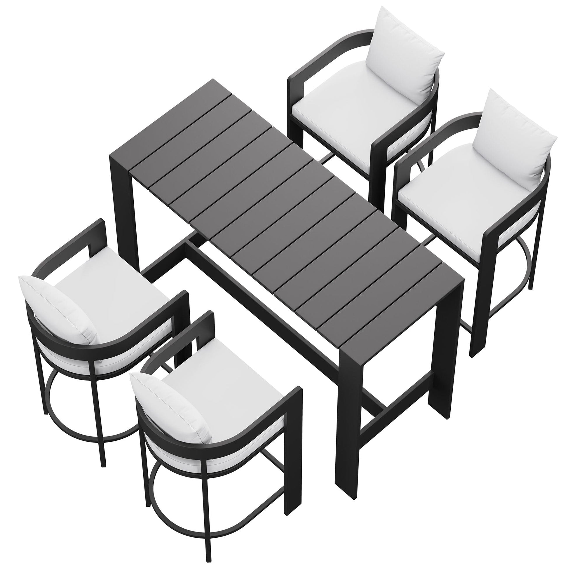 Tahoe 5-Piece Outdoor Patio Bar Table Set in White by Modway Bar Set Modway 