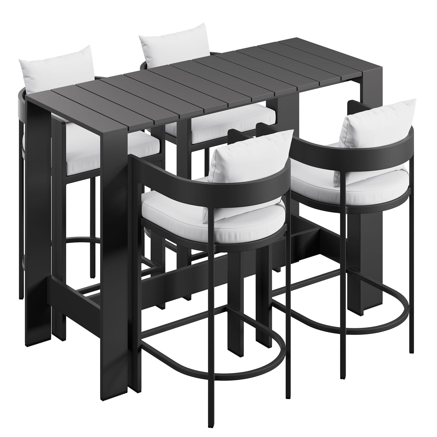 Tahoe 5-Piece Outdoor Patio Bar Table Set in White by Modway Bar Set Modway 