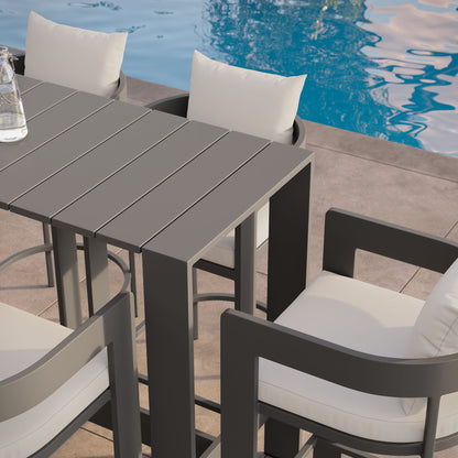 Tahoe 5-Piece Outdoor Patio Bar Table Set in White by Modway Bar Set Modway 