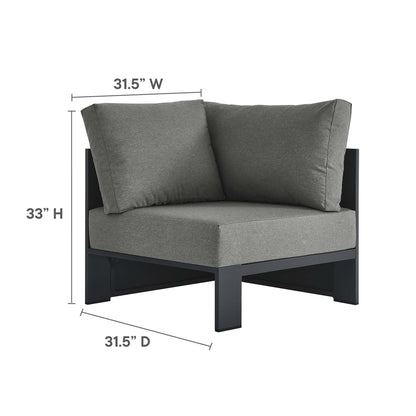 Tahoe 5-Piece Outdoor Patio Powder-Coated Aluminum Sectional Sofa Set in Gray Charcoal by Modway Sectional Set Modway 