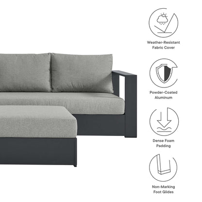 Tahoe 5-Piece Outdoor Patio Powder-Coated Aluminum Sectional Sofa Set in Gray Gray by Modway Sectional Set Modway 