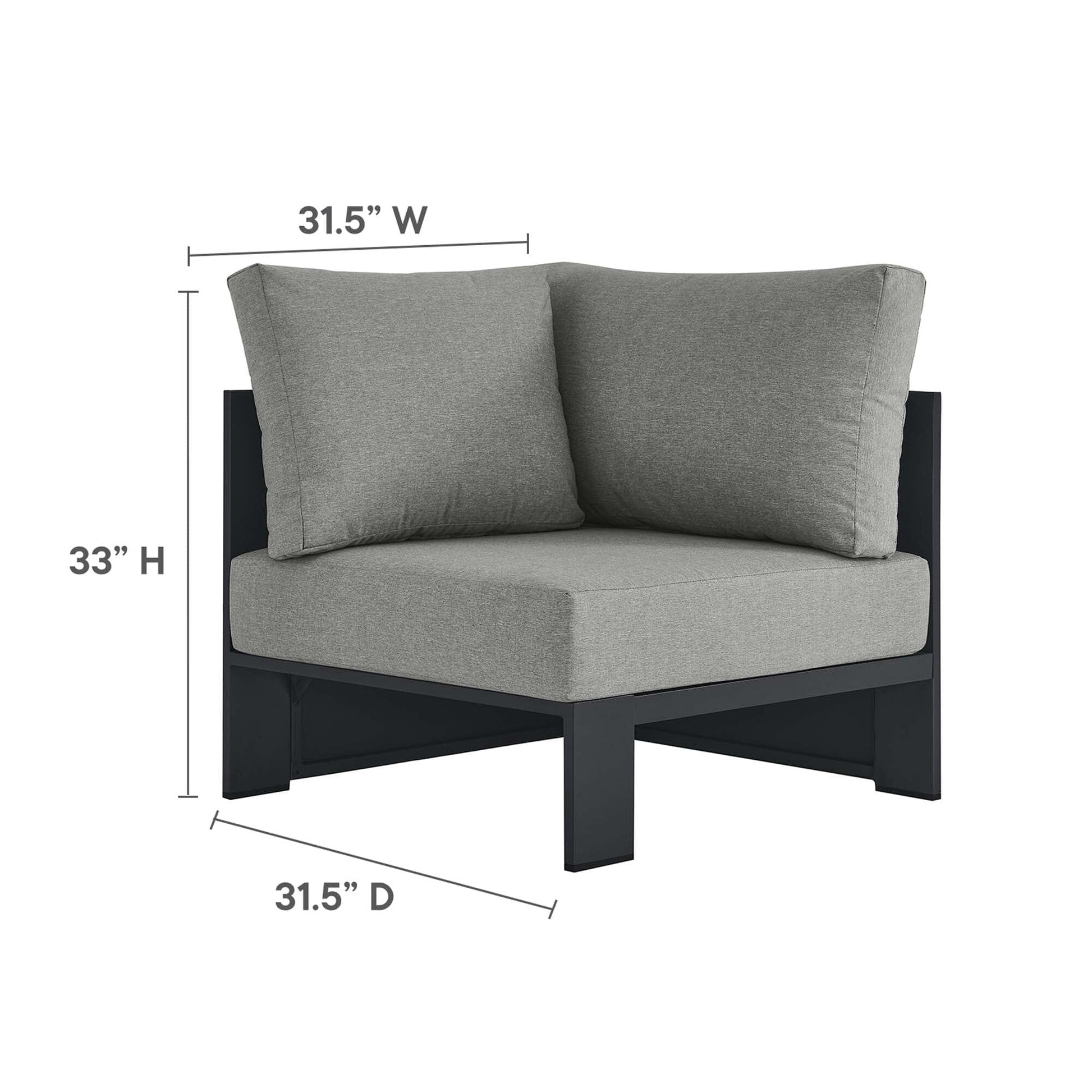 Tahoe 5-Piece Outdoor Patio Powder-Coated Aluminum Sectional Sofa Set in Gray Gray by Modway Sectional Set Modway 