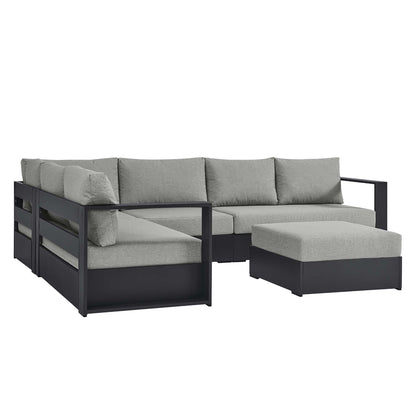 Tahoe 5-Piece Outdoor Patio Powder-Coated Aluminum Sectional Sofa Set in Gray Gray by Modway Sectional Set Modway 