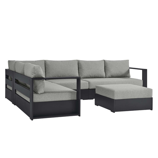 Tahoe 5-Piece Outdoor Patio Powder-Coated Aluminum Sectional Sofa Set in Gray Gray by Modway Sectional Set Modway 